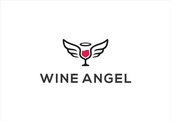 Wine Angel Logo Design Template vector