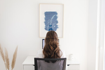 Remote Work Woman Typing on Laptop Working from Home