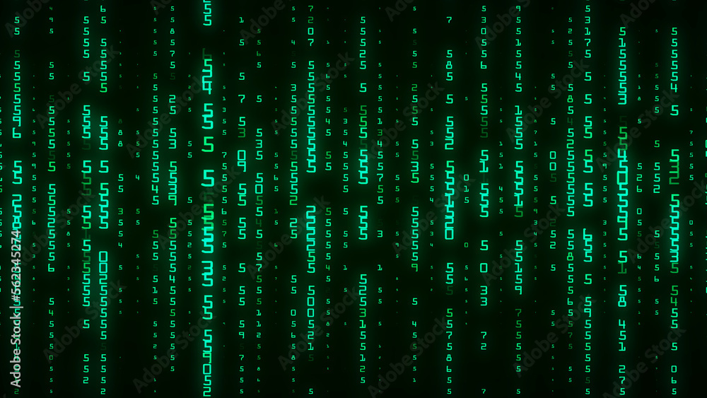 Poster Digital background green matrix. Coding or hacking concept. Abstract data concept. 3d rendering.