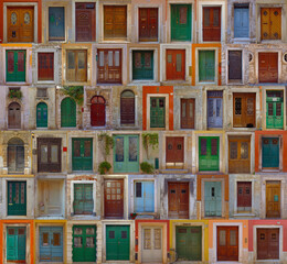 Collage of Wooden Doors ,Rovinj, Croatia