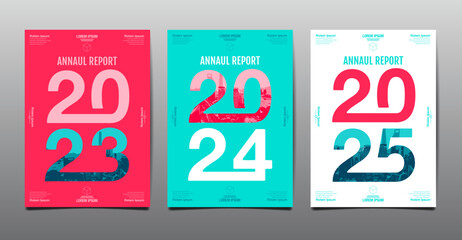 Annual Report, template layout design 2023, 2024, 2025, typography