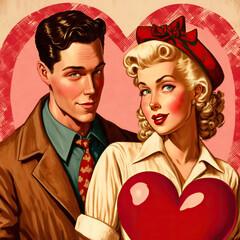 1950s pinup valentine heart poster