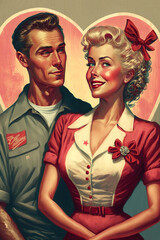 Fototapeta premium 1950s pinup valentine heart poster