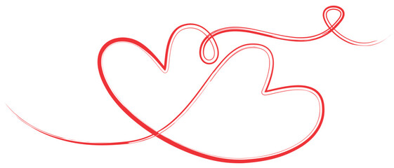 A simple line drawing of hearts on an isolated white background for Valentine’s Day - 562347297