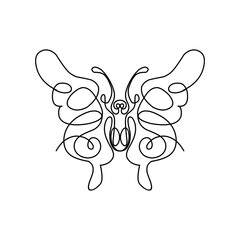 continuous one line art of butterfly