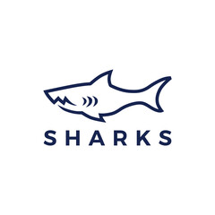 shark monoline line art logo vector icon illustration