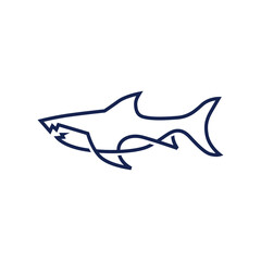 Fototapeta premium shark monoline line art logo vector icon illustration