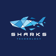Naklejka premium shark geometric polygonal logo vector icon illustration