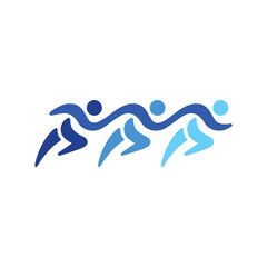 run running team people human man sport logo vector icon illustration