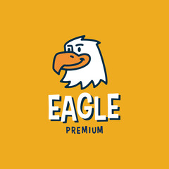 Eagle head retro mascot cartoon vector logo icon illustration
