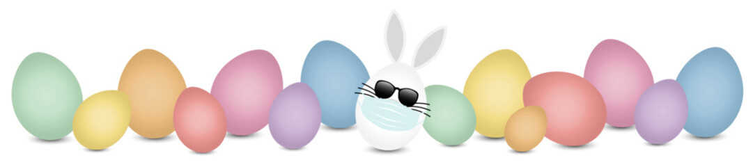 Weißes Hasenei Maske Sonnenbrille & Ostereier Retrofarben