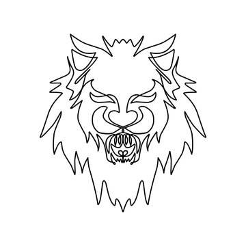 continuous one line art of lion