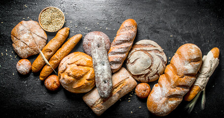The range of different types of fragrant bread.