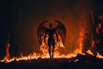 Devil lucifer fire flames. Generative AI