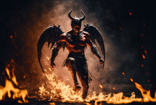 Devil lucifer fire flames. Generative AI