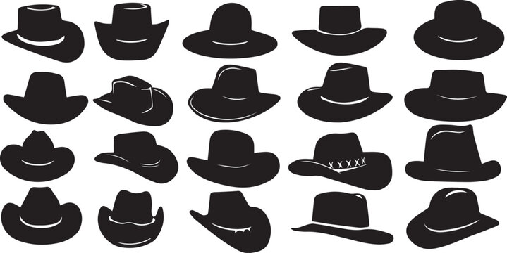 set of cowboy hats Silhouette