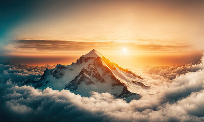 Fototapeta na wymiar sunrise over the mountains, ai generated
