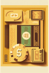 illustration of money box with money