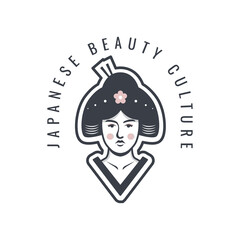 japanese beautiful geisha girl culture logo design vector art traditional pretty kimono