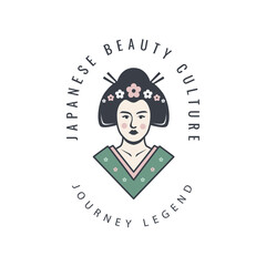 japanese beautiful geisha girl culture logo design vector art traditional pretty kimono