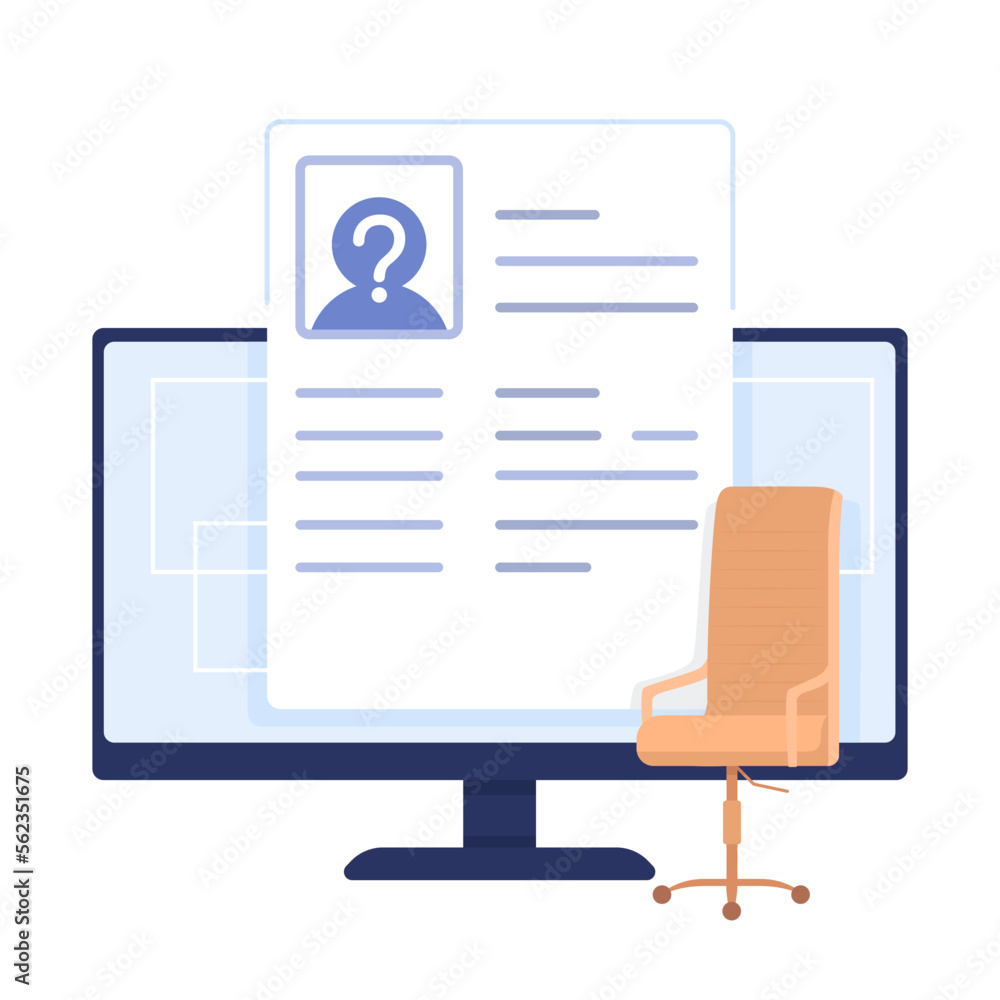 Aufkleber find potential employee for vacant job position semi flat color vector element. editable concept. fu
