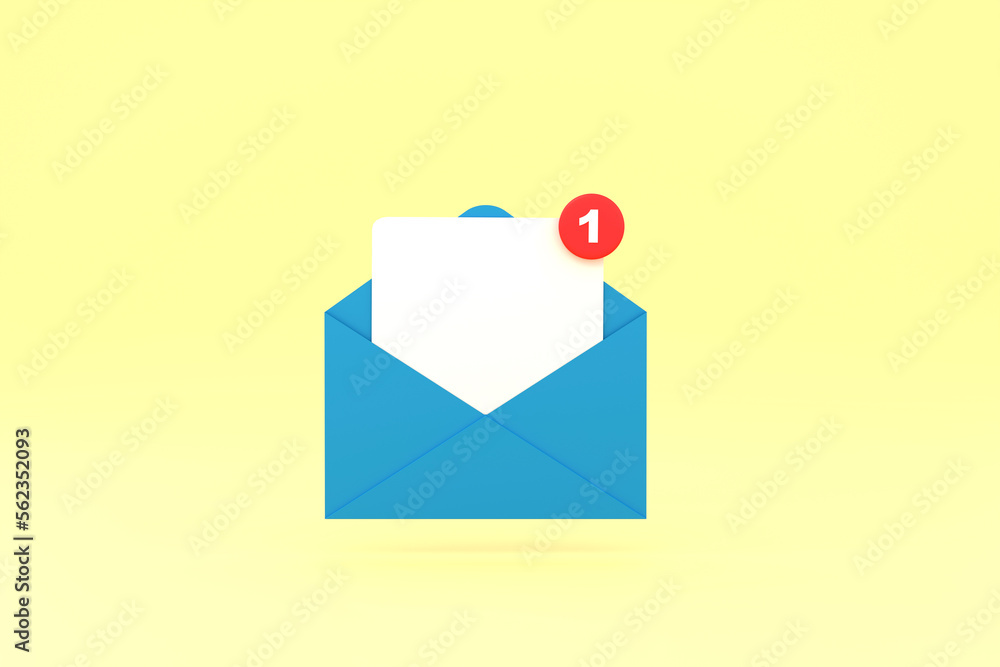 Aufkleber mail notification one new email message in the inbox concept isolated.