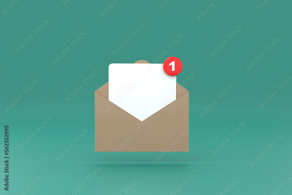 Aufkleber mail notification one new email message in the inbox concept isolated.