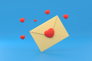Happy Valentine's Day, Valentine's day letter with hearts flying way, red heart balloons, love Inside concept.