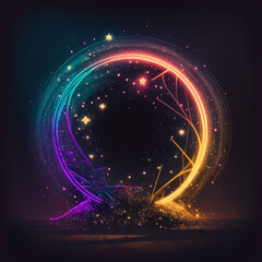 the circular simple line surronded by lights