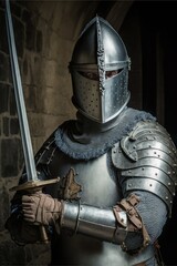 medieval knight with sword, ai generated