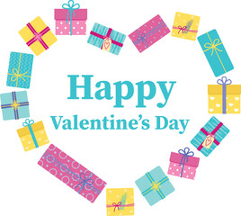 Happy Valentine's banner with gift boxes. Vector illustration	