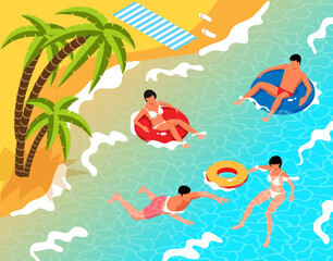 Isometric Tropical Beach Illustration