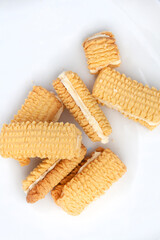 homemade custard shortbread biscuits, South African favorite on white surface