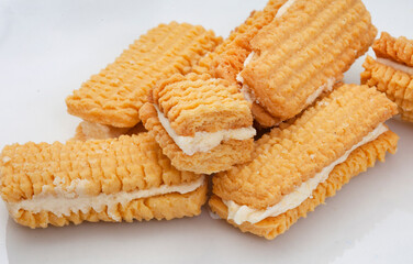 homemade custard shortbread biscuits, South African favorite on white surface