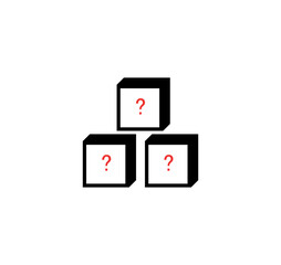 mystery riddle boxes icon vector. guess game or challenge illustration symbol. surprise box