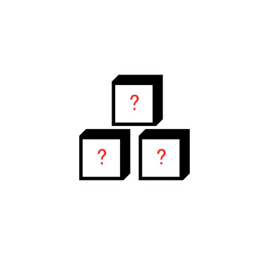 Mystery Riddle Boxes Icon Vector. Guess Game Or Challenge Illustration Symbol. Surprise Box