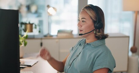 CRM, customer service or woman wave on video call for telemarketing, support or communication. Sales advisor, call center or girl employee for contact us, sales consulting or B2B customer support - Powered by Adobe