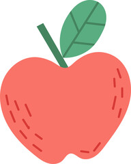 red apple with leaf flat style