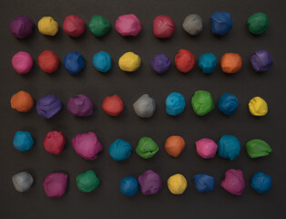 plastic mass for modeling colored on gray background.