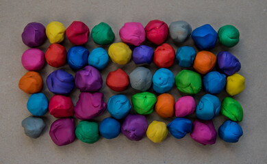 plastic mass for modeling colored on gray background.