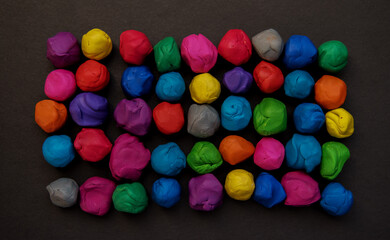 plastic mass for modeling colored on gray background.
