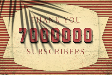 7000000 subscribers celebration greeting banner with Retro Design