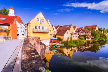 Obraz premium Harburg, Germany. Beautiful medieval village in historical Swabia, Bavaria land.