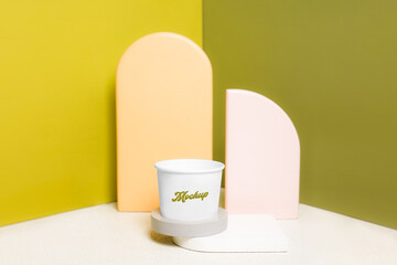 ice cream paper cup mockup with studio background