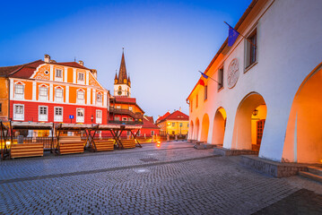 Sibiu, Romania - Travel sight of medieval downtown, historical Transylvania.