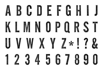 縁がかすれた黒いスタンプ文字、チョーク風フォント