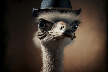 Close-up of ostrich in the farm - obrazy, fototapety, plakaty
