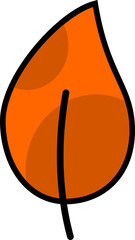Orange leave tree falling autumn season drawing doodle icon PNG.