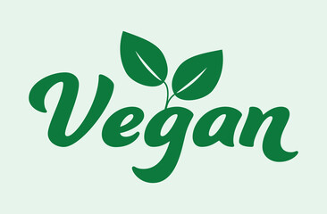 Vegan with leaves. Vegan friendly symbol for label, logo, badge, sticker or icon. Vegan food sign with leaves