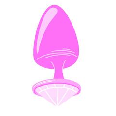 Butt plug doodle icon. Cute anal sex toy. Steel butt plug with a diamond isolated over a white background. Erotica excitement for adult male female. Modern flat vector illustration.